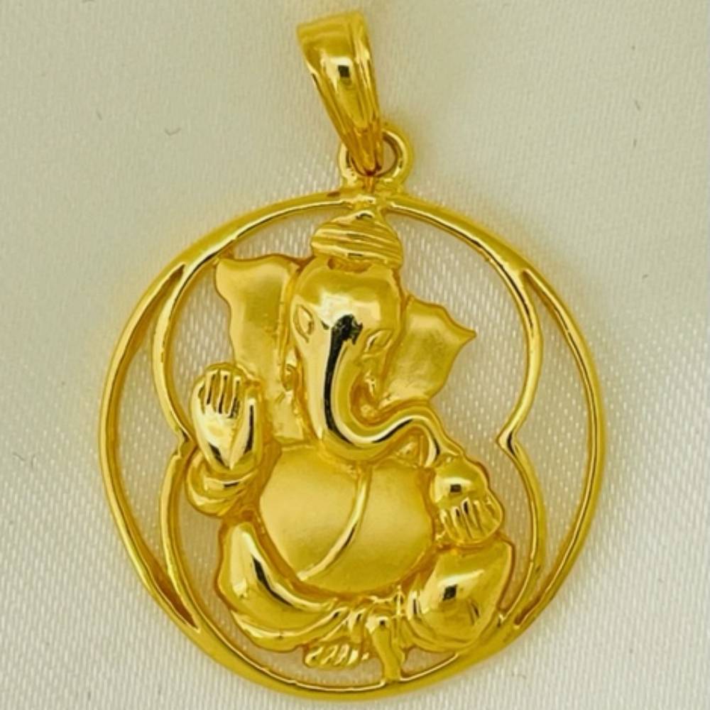22k gold plain round pendants with ganpatiji