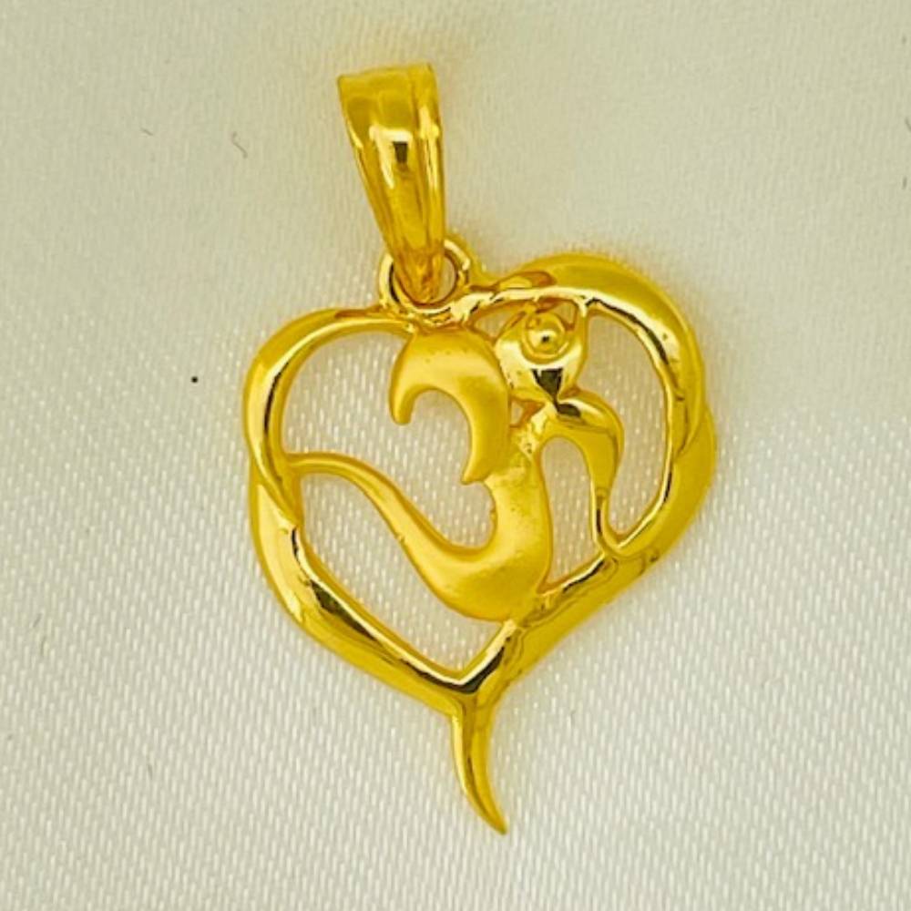 22K Gold Heart With Om Design Pendants
