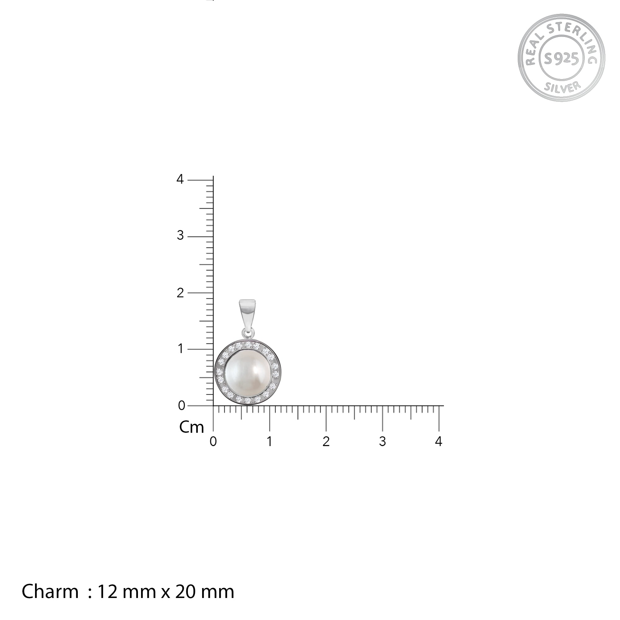 Silver pearl pendant with link chain - Image 2