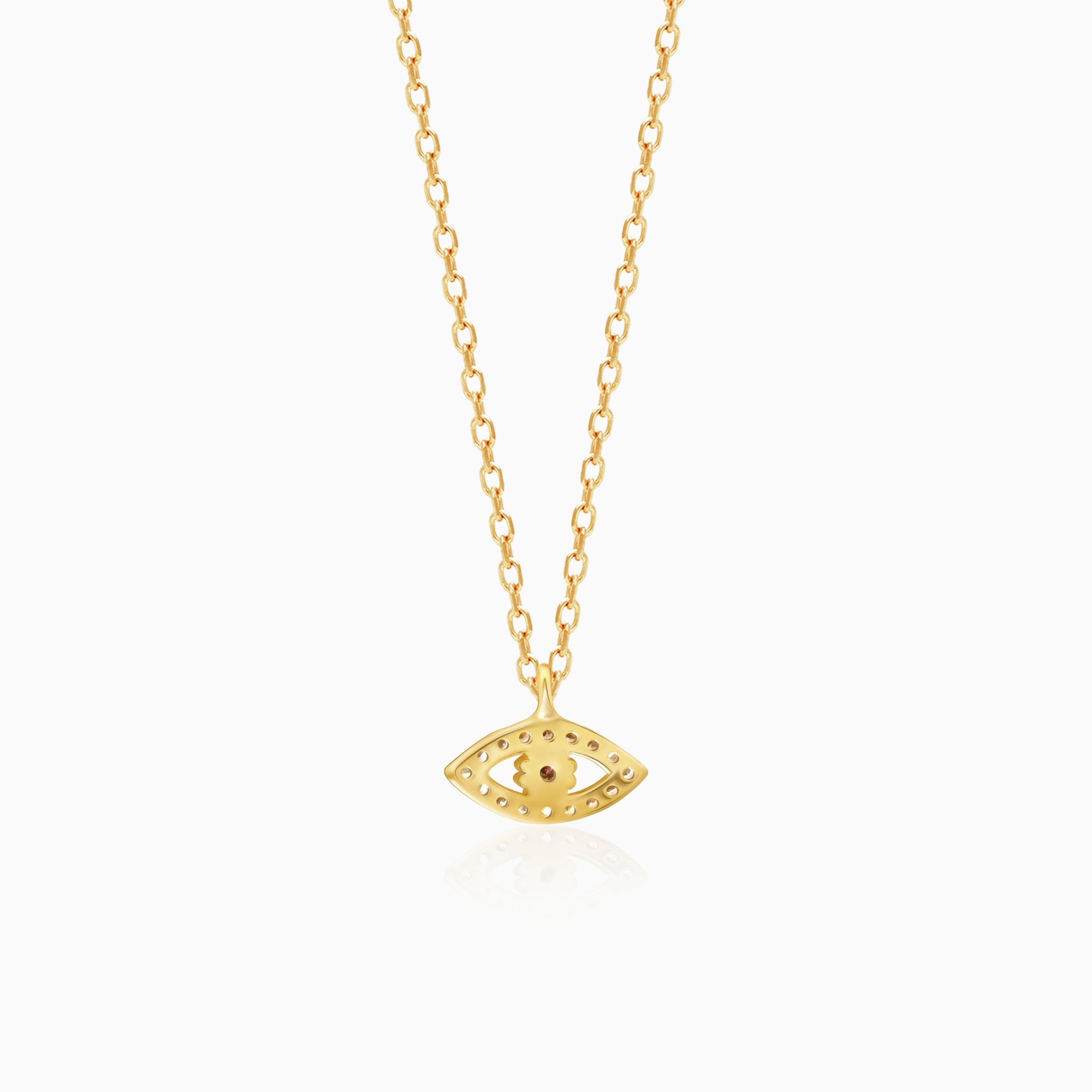 Golden evil eye zircon pendant with link chain - Image 4