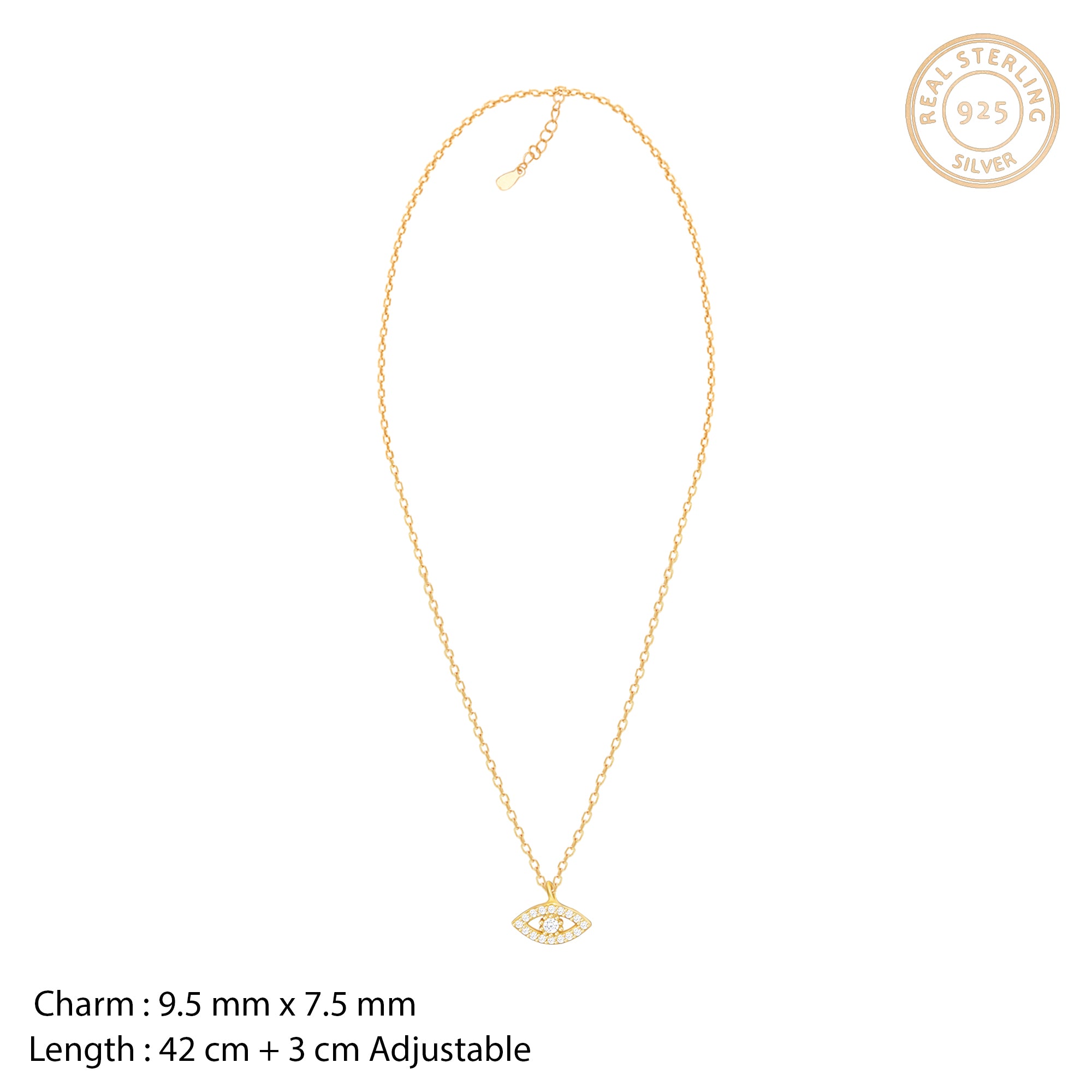 Golden evil eye zircon pendant with link chain - Image 3
