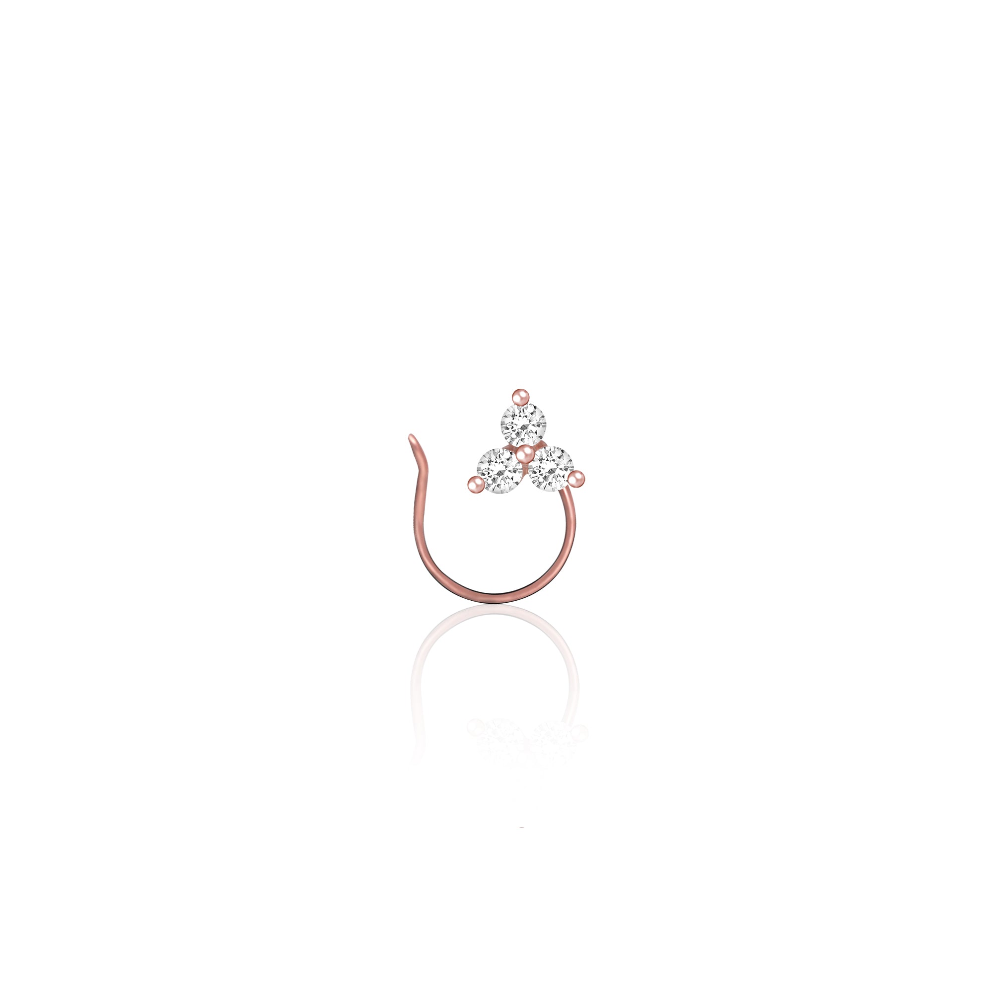 Rose gold clover nose pin