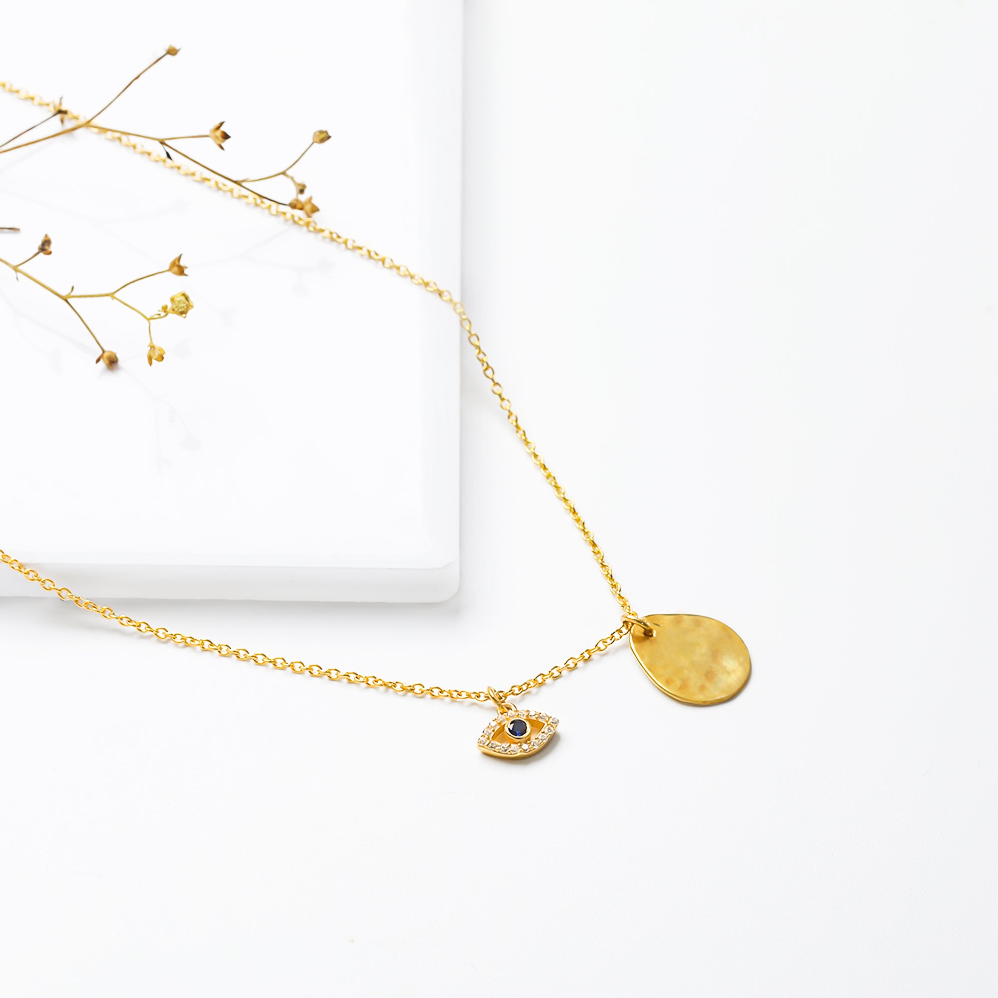 Golden evil eye charm necklace - Image 4
