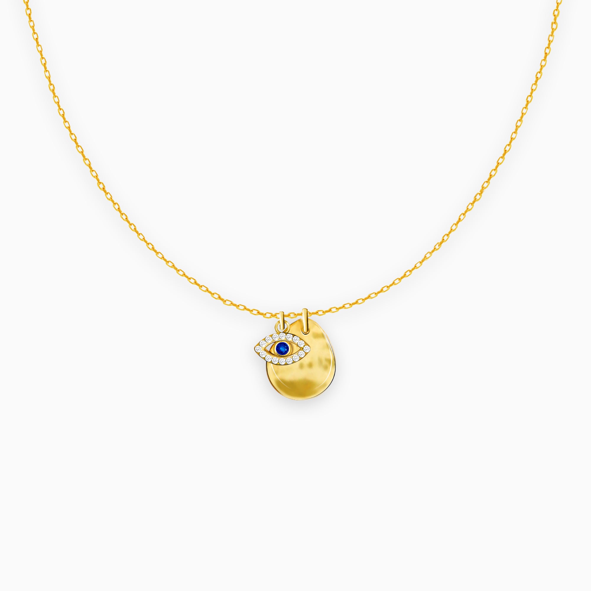 Golden evil eye charm necklace