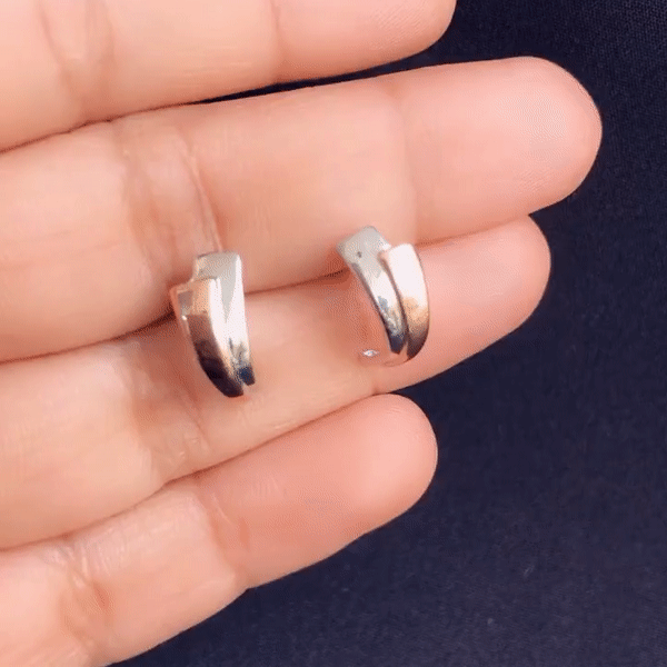 Silver half hoop earrings - Image 3