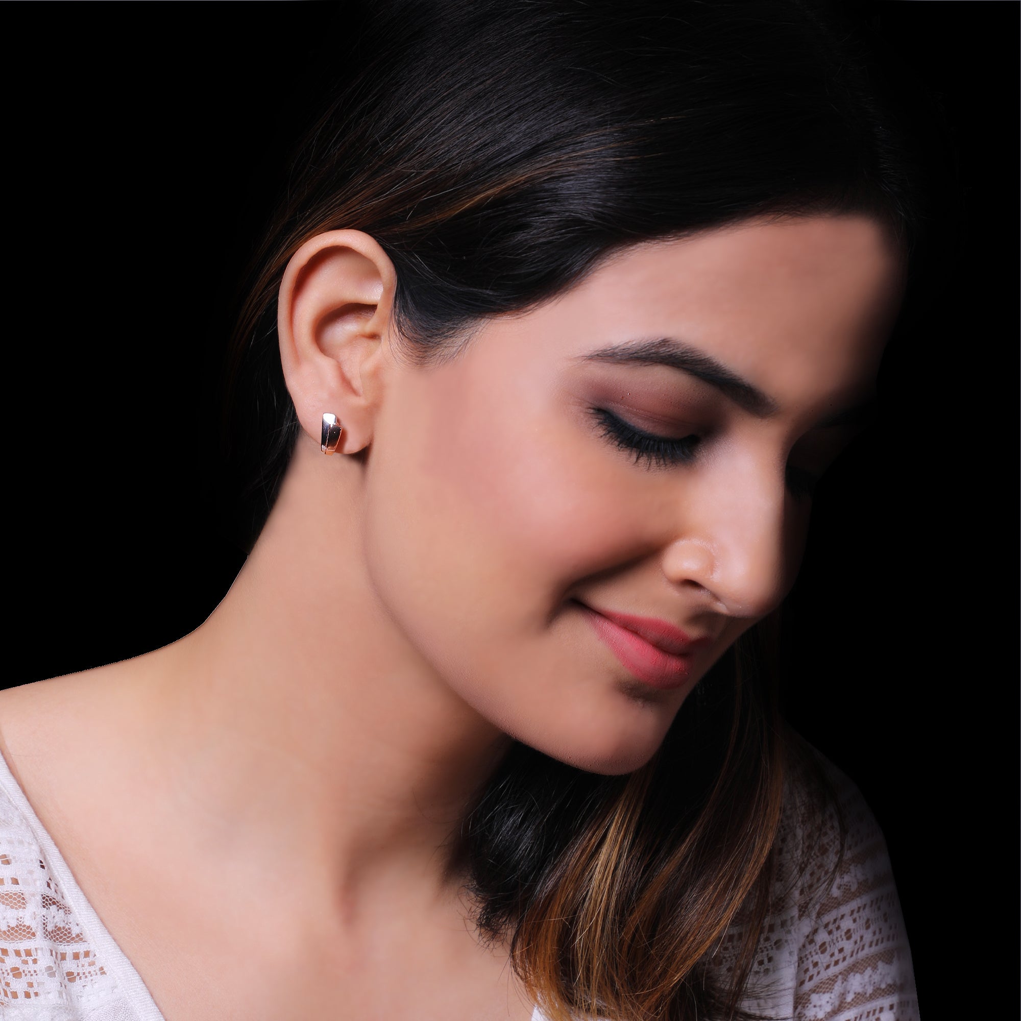 Silver half hoop earrings - Image 2
