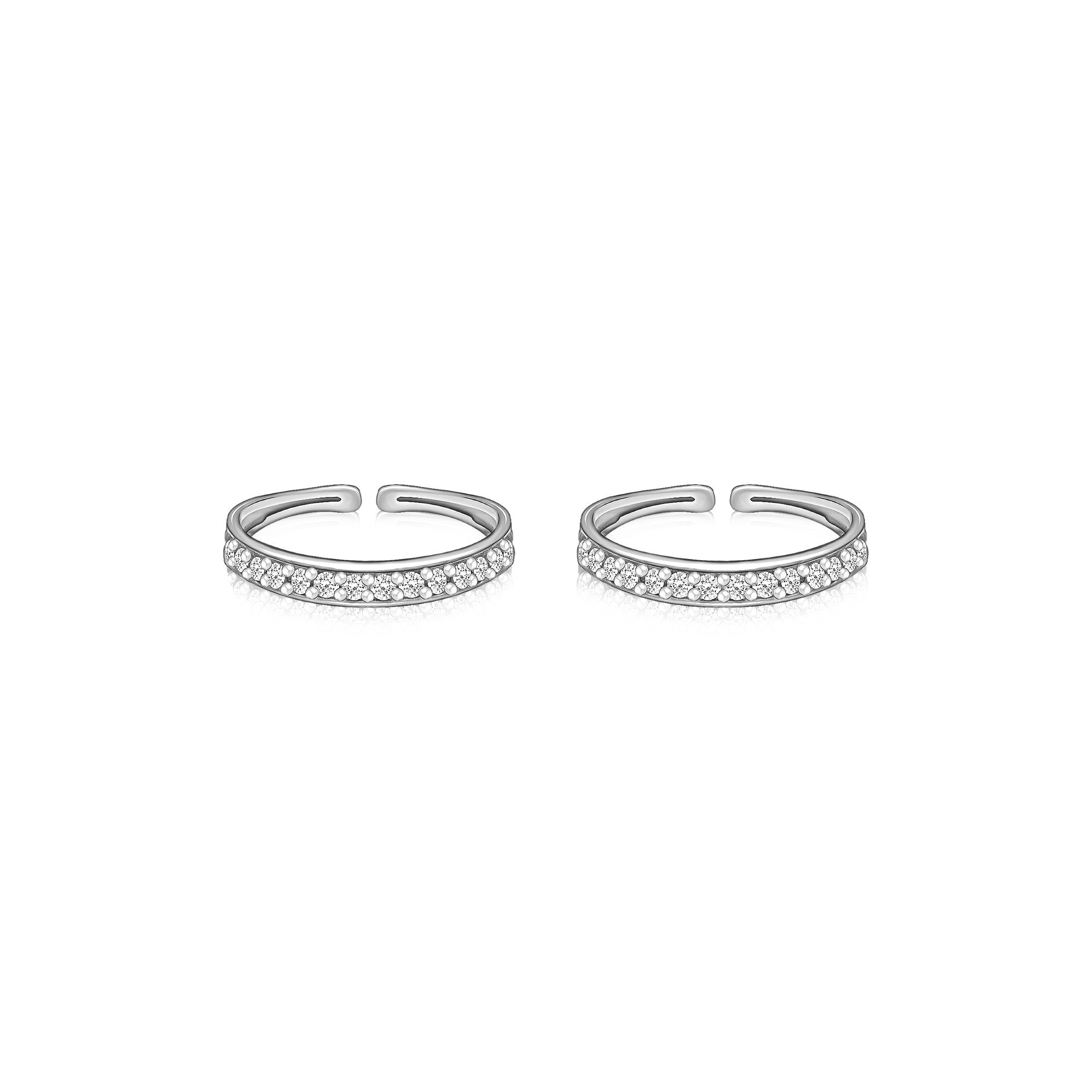 Silver Zircon Minimal Toe Rings