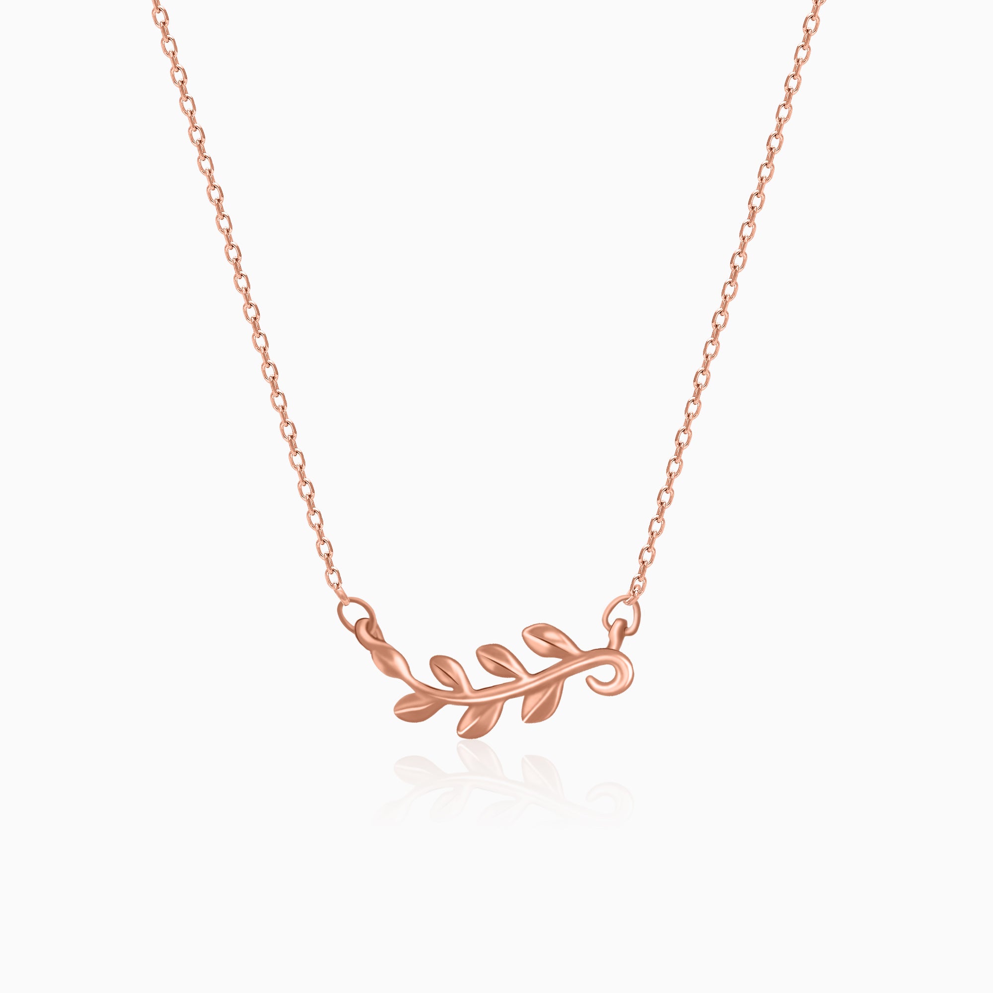 Rose gold minimal leaf pendant
