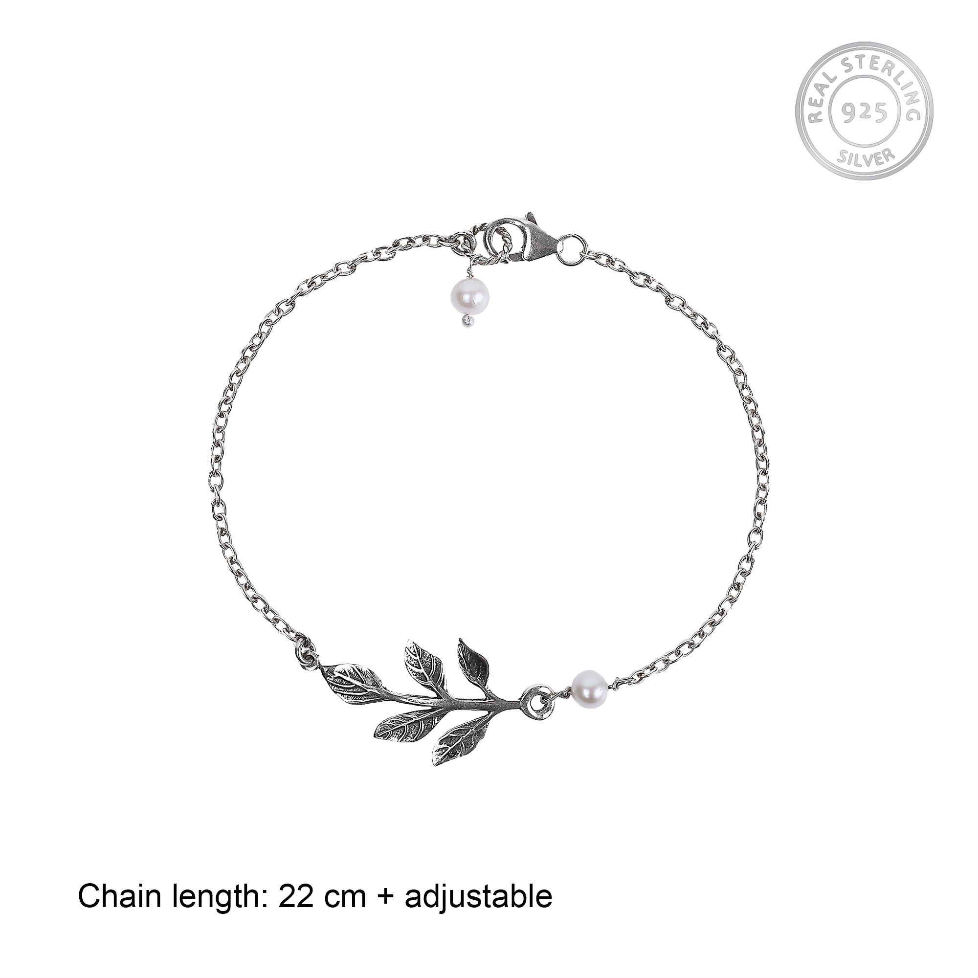 Oxidised silver leaf bracelet - Image 4