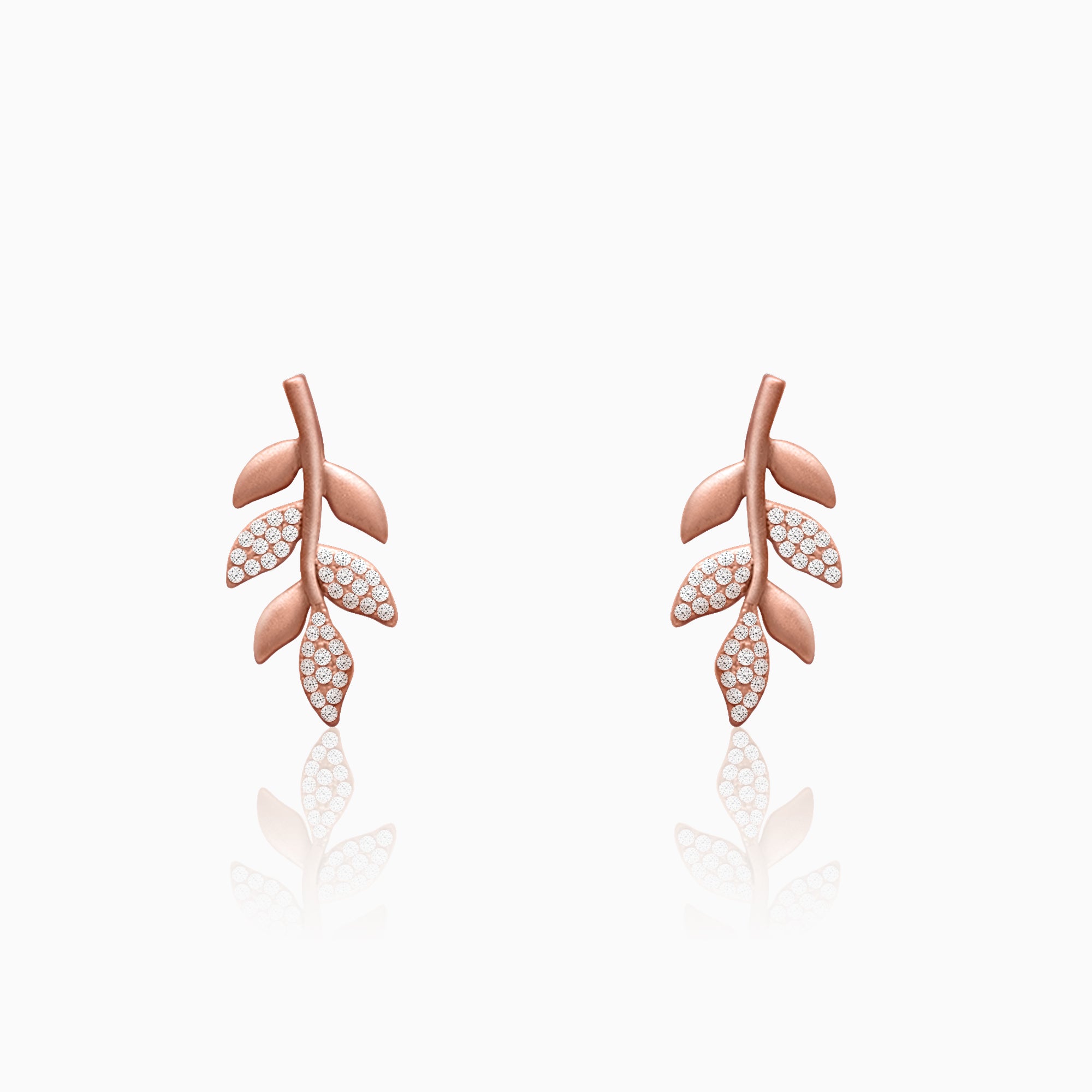 Matte rose gold twig earrings