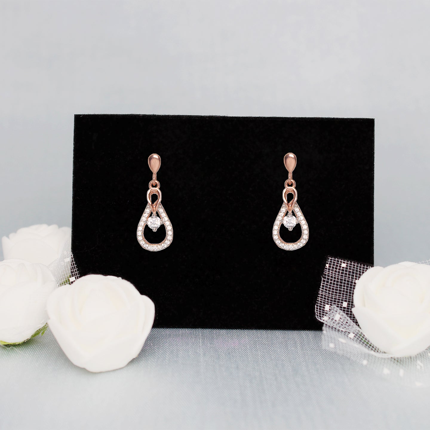 Rose gold drizzle drop earrings - Image 3