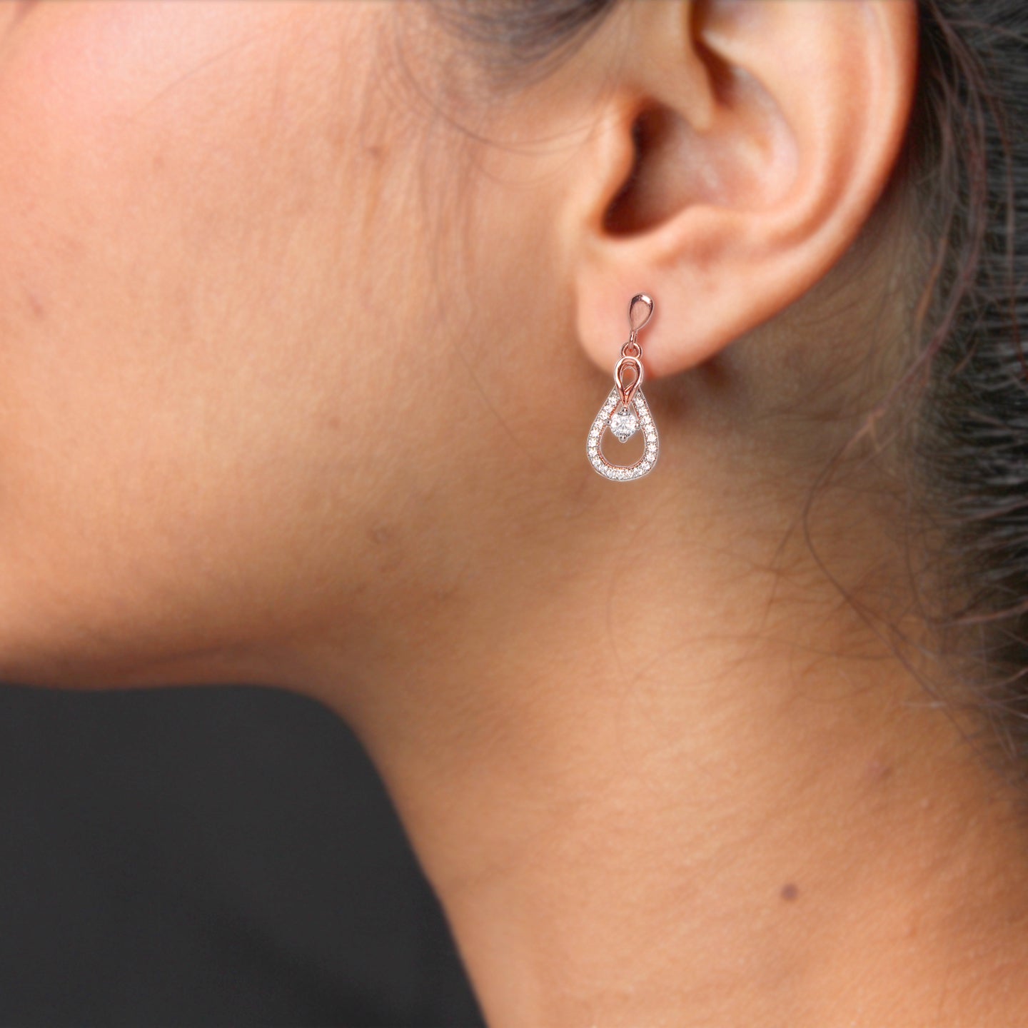 Rose gold drizzle drop earrings - Image 2