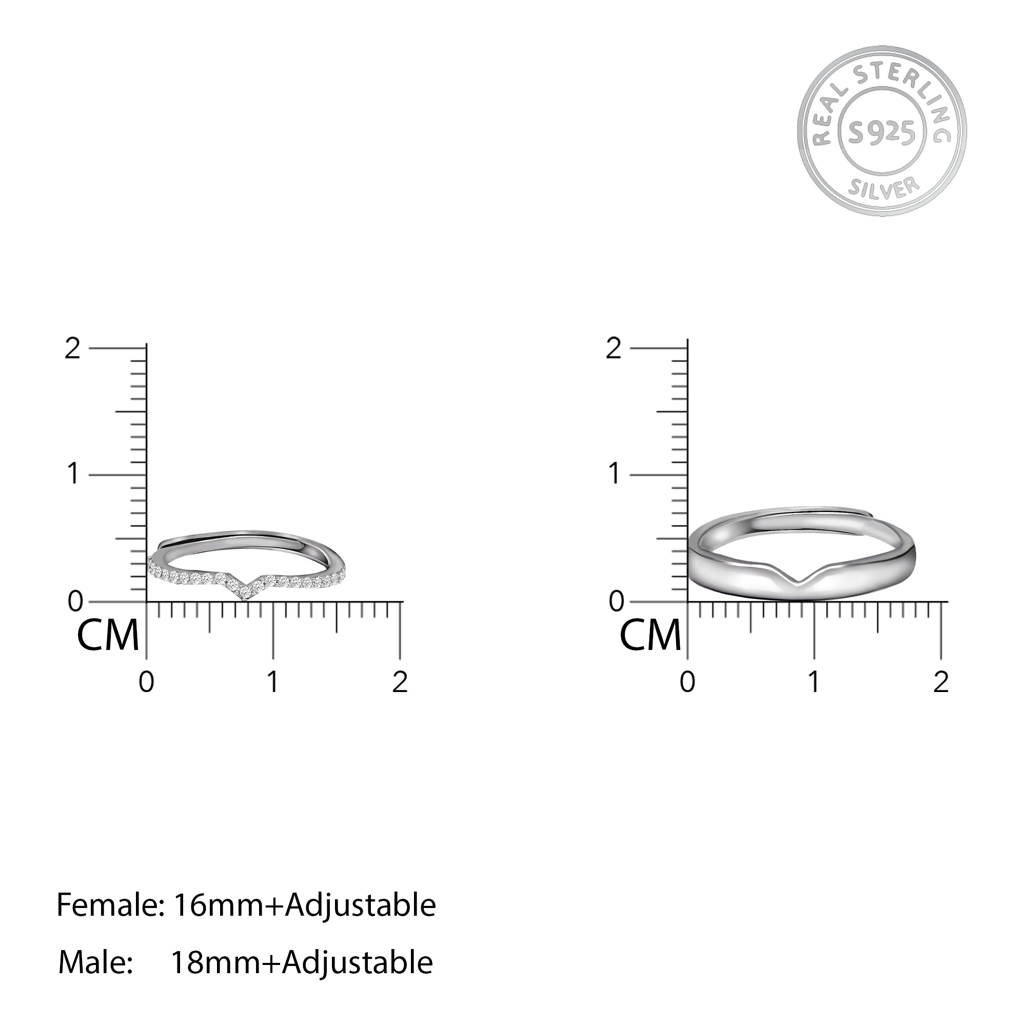 Silver cupid arrow couple bands - Image 2