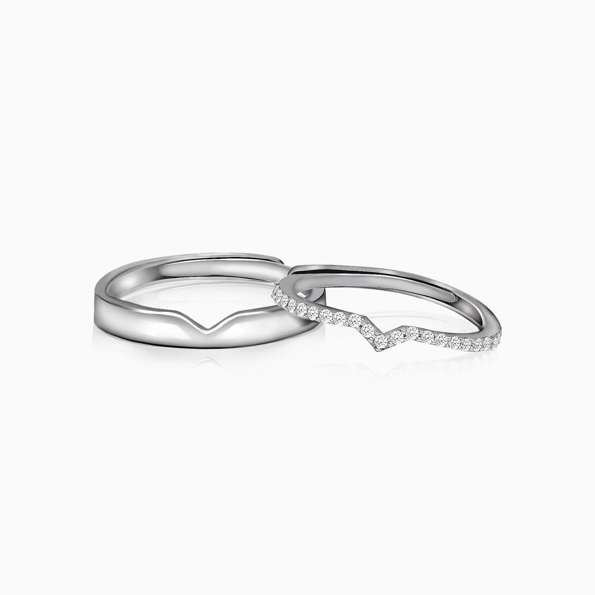 Silver cupid arrow couple bands