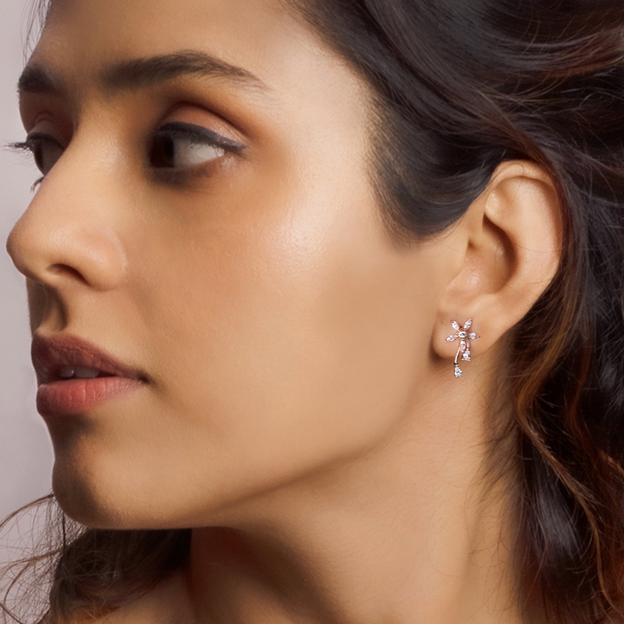 Rose gold blooming flower earrings - Image 2