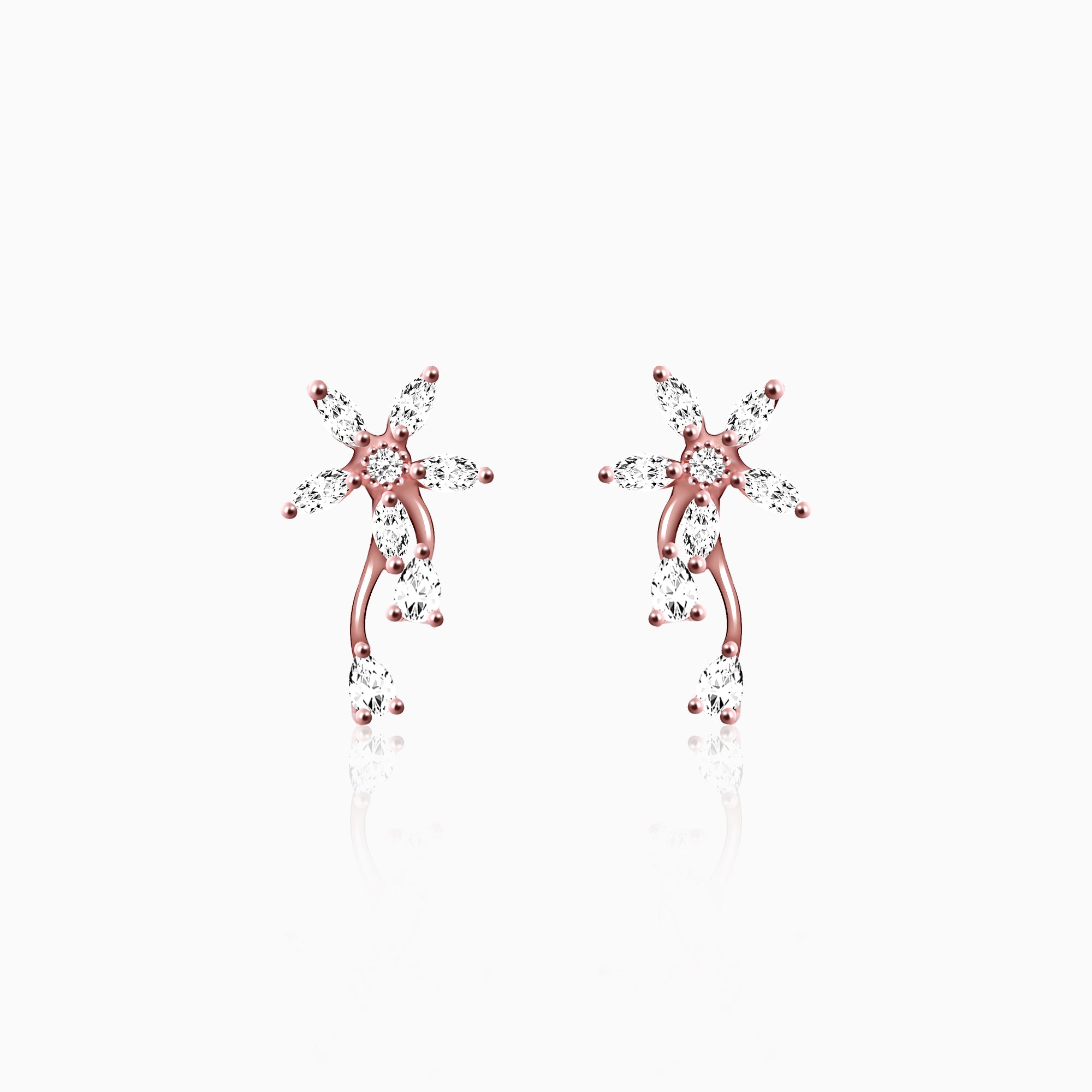 Rose gold blooming flower earrings