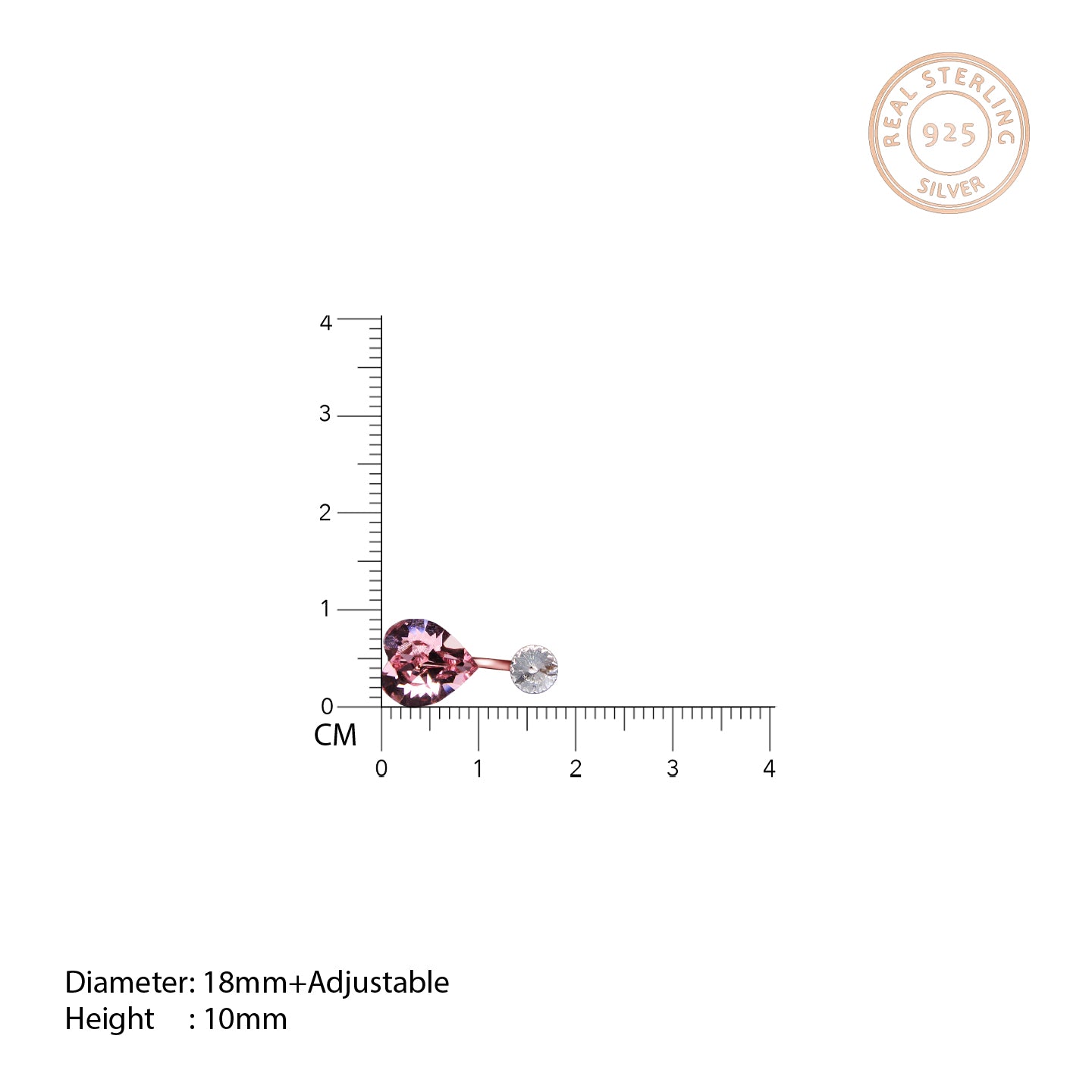 Rose gold dual crystal ring - Image 4