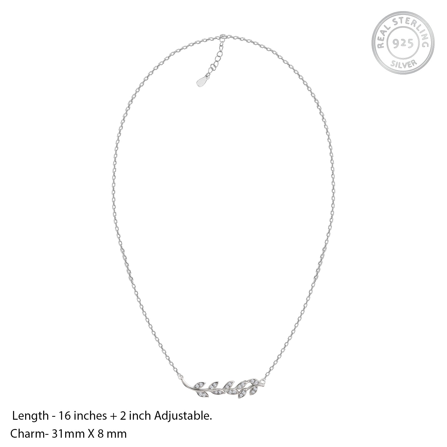 Silver leaf pendant with chain - Image 4