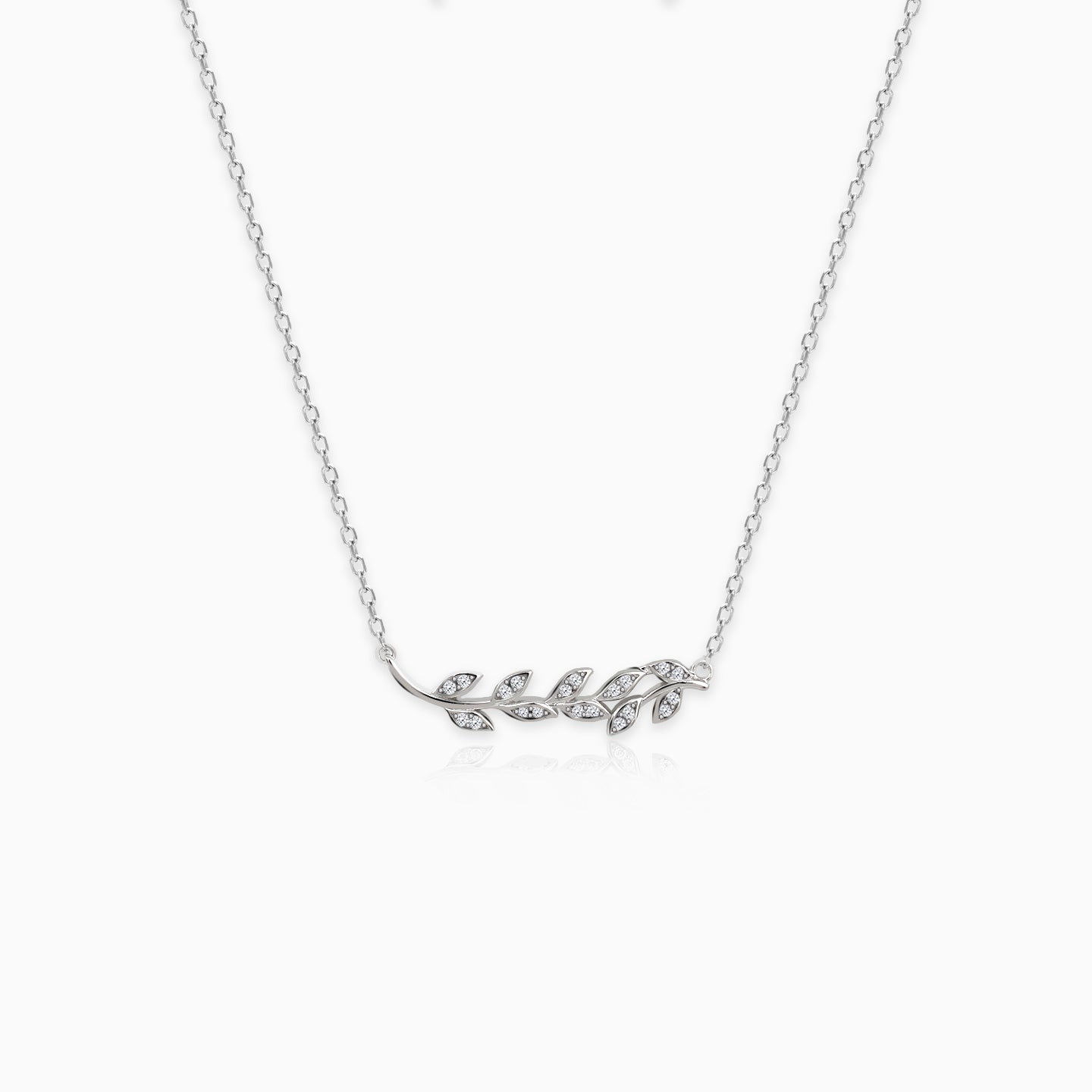 Silver leaf pendant with chain