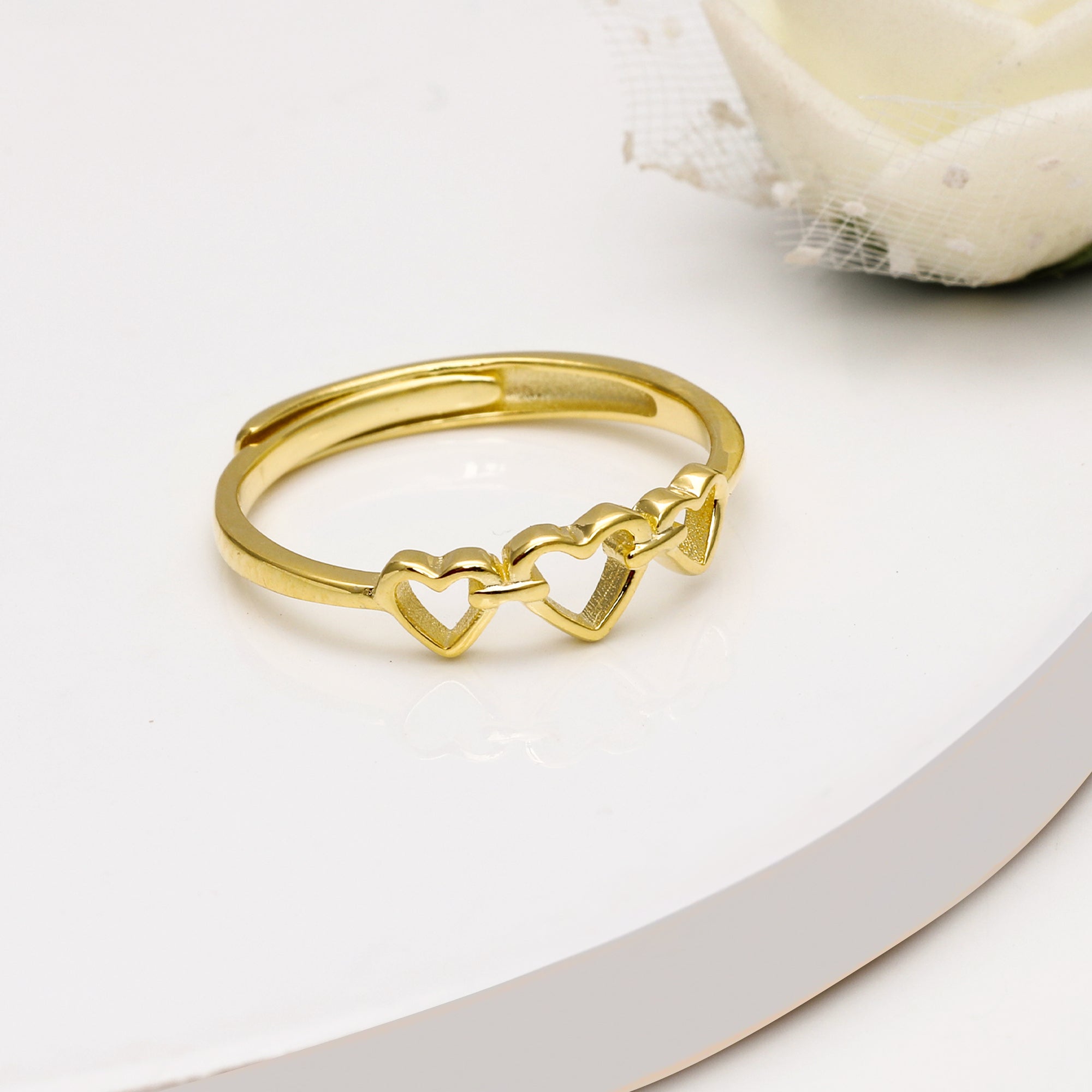 Golden triple heart ring - Image 3