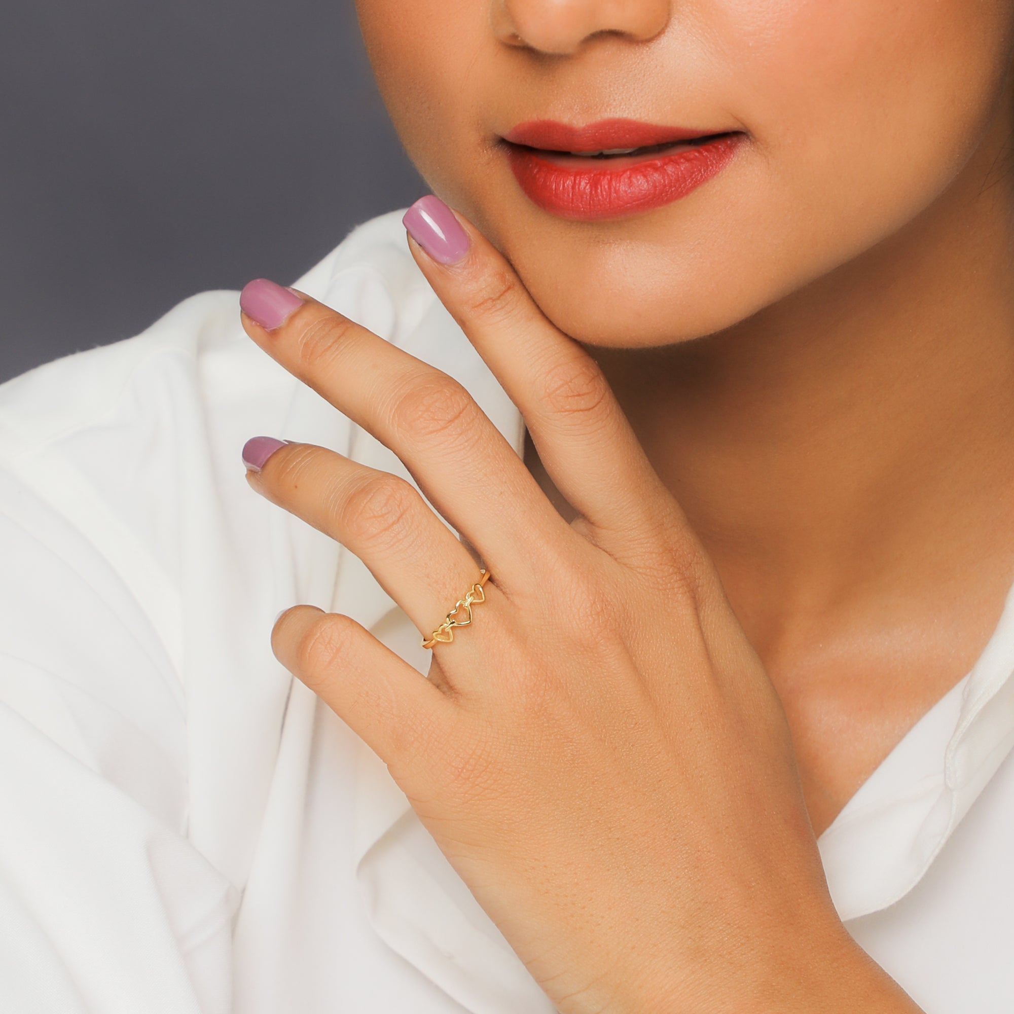 Golden triple heart ring - Image 2