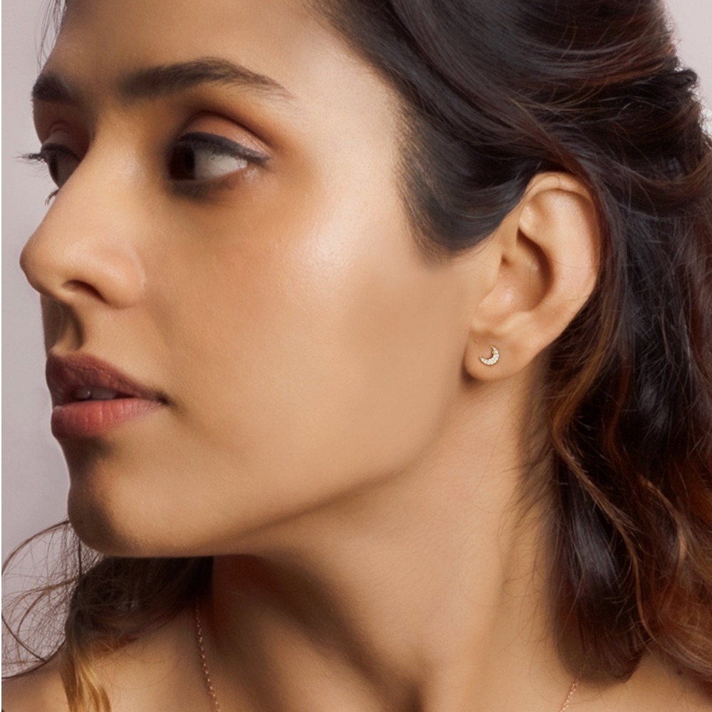 The golden crescent zircon earrings - Image 2