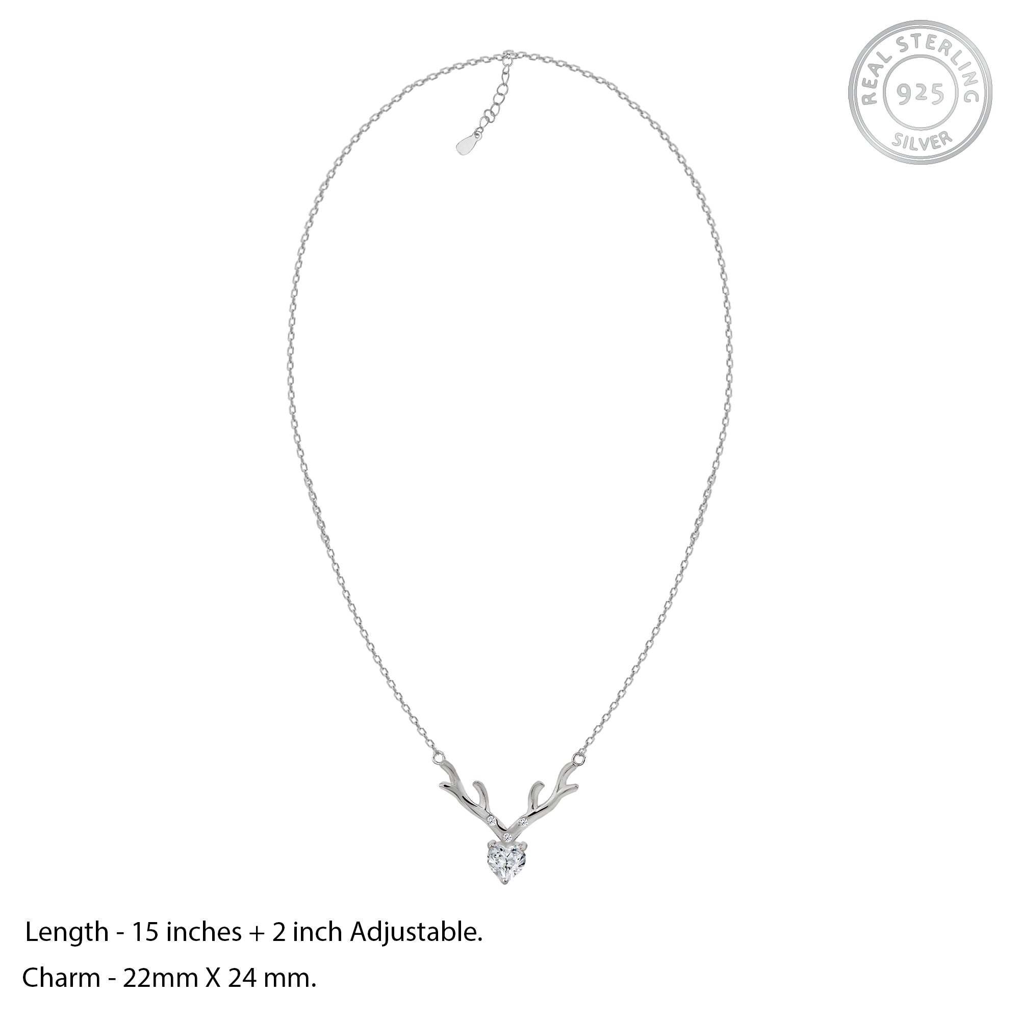 Silver deer heart necklace - Image 4
