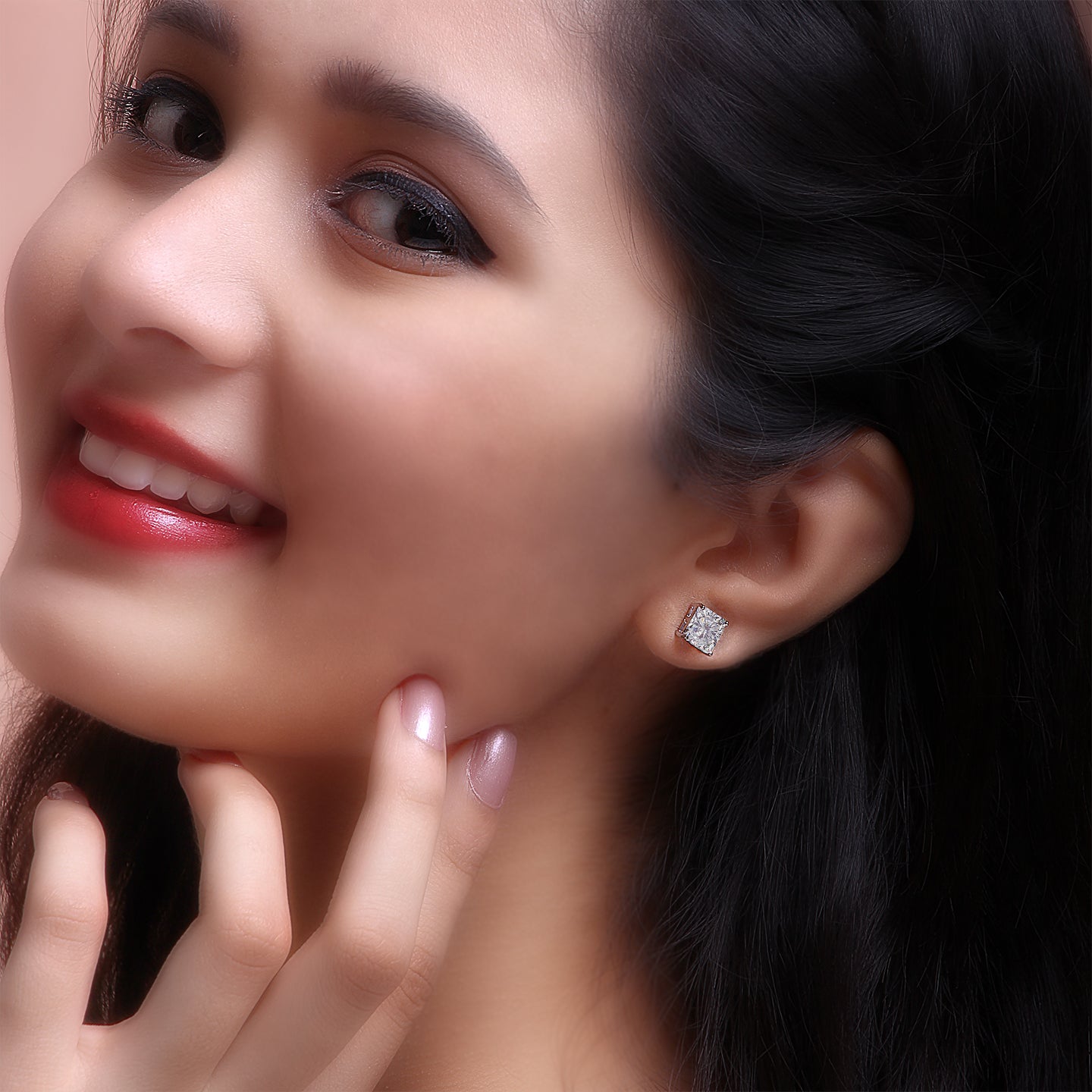 Silver square zircon studs - Image 2