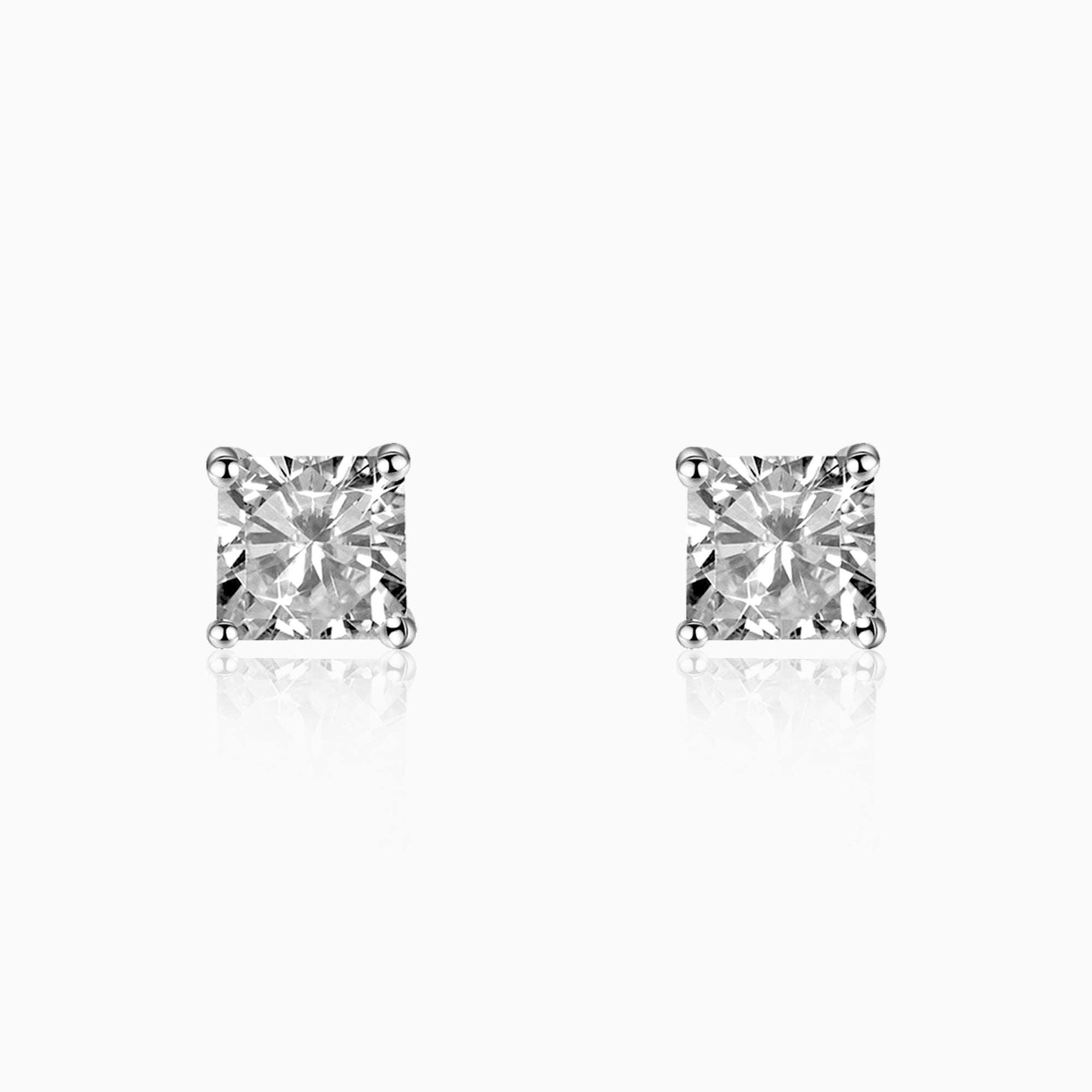 Silver square zircon studs