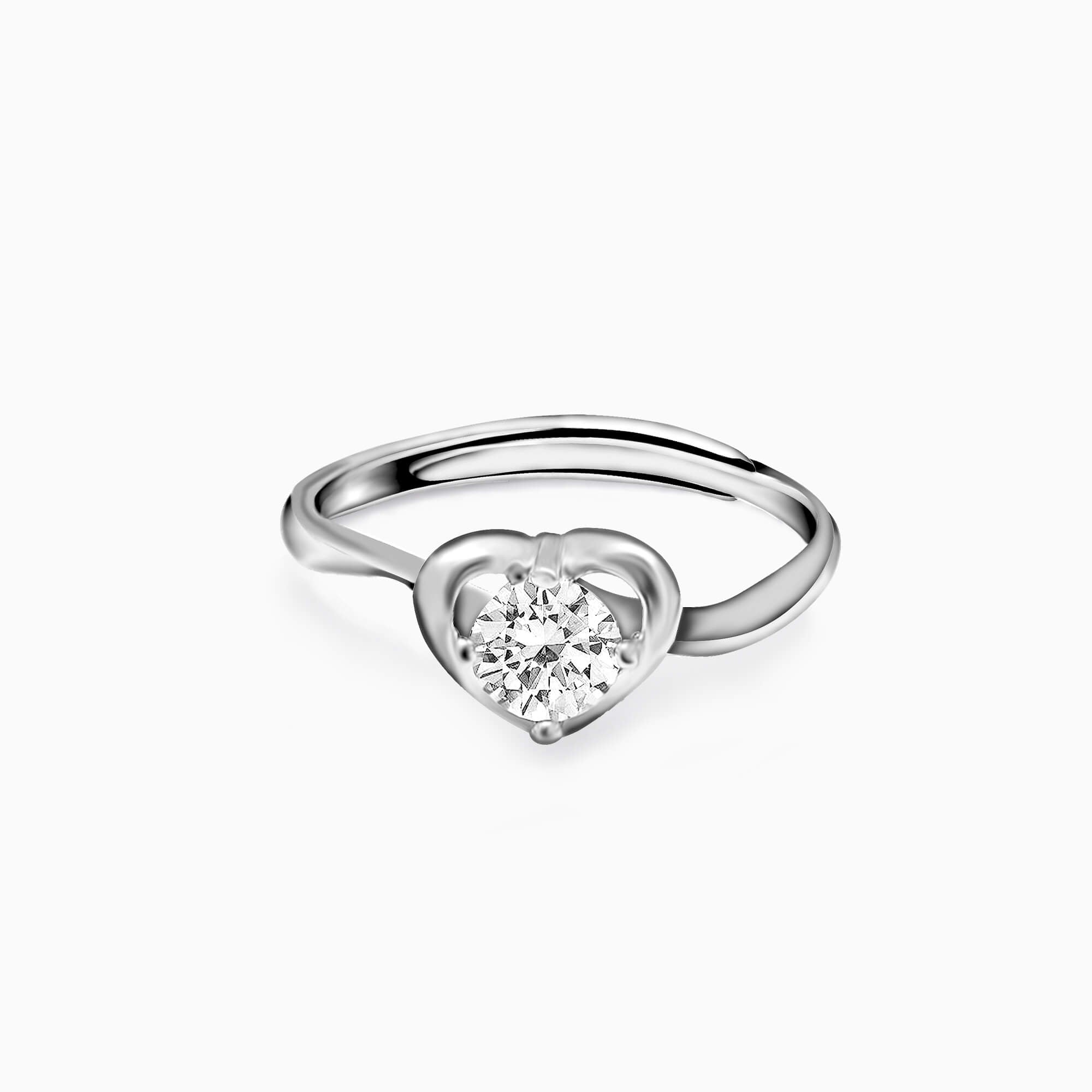 Silver zircon embrace heart ring