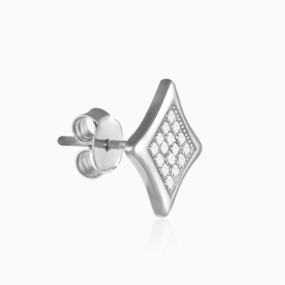 Silver diamond stud earrings for him - Image 4