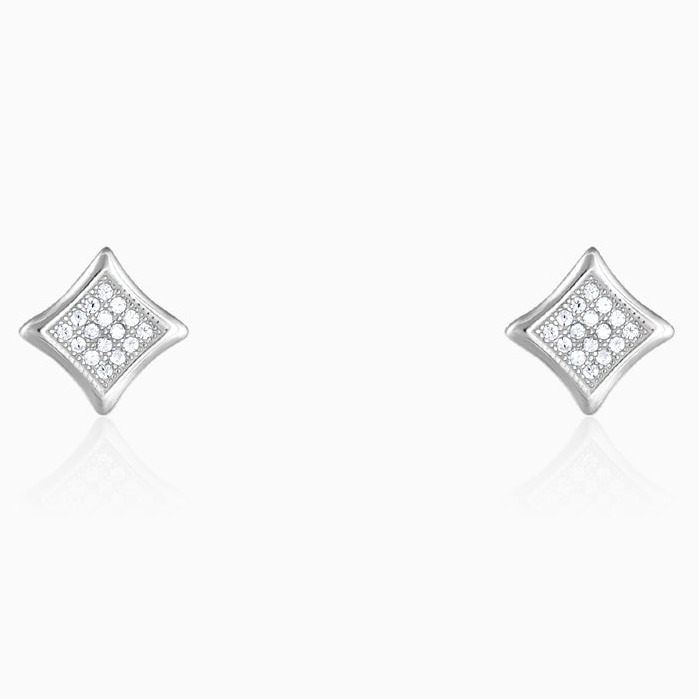 Silver diamond stud earrings for him