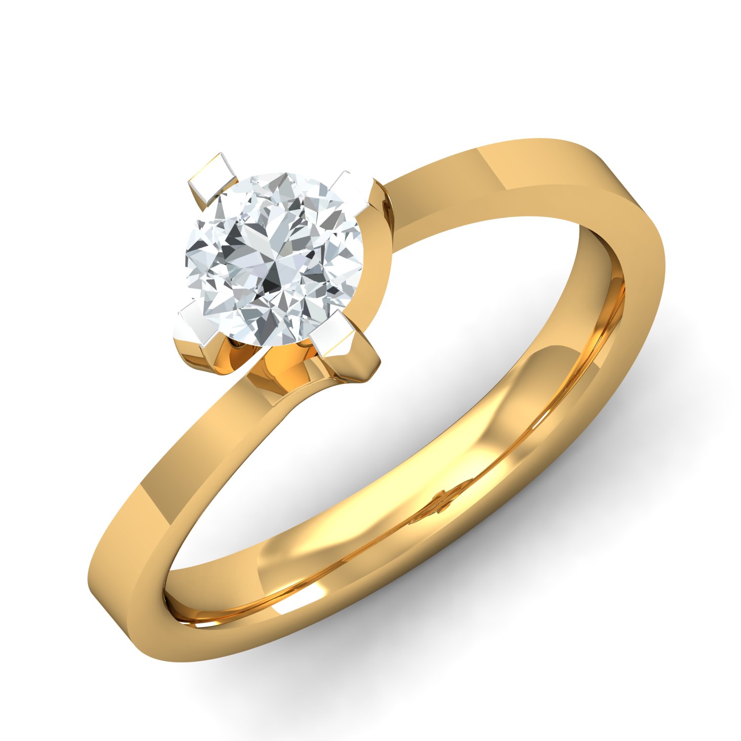 18K Gold Single Stone Diamond Ring