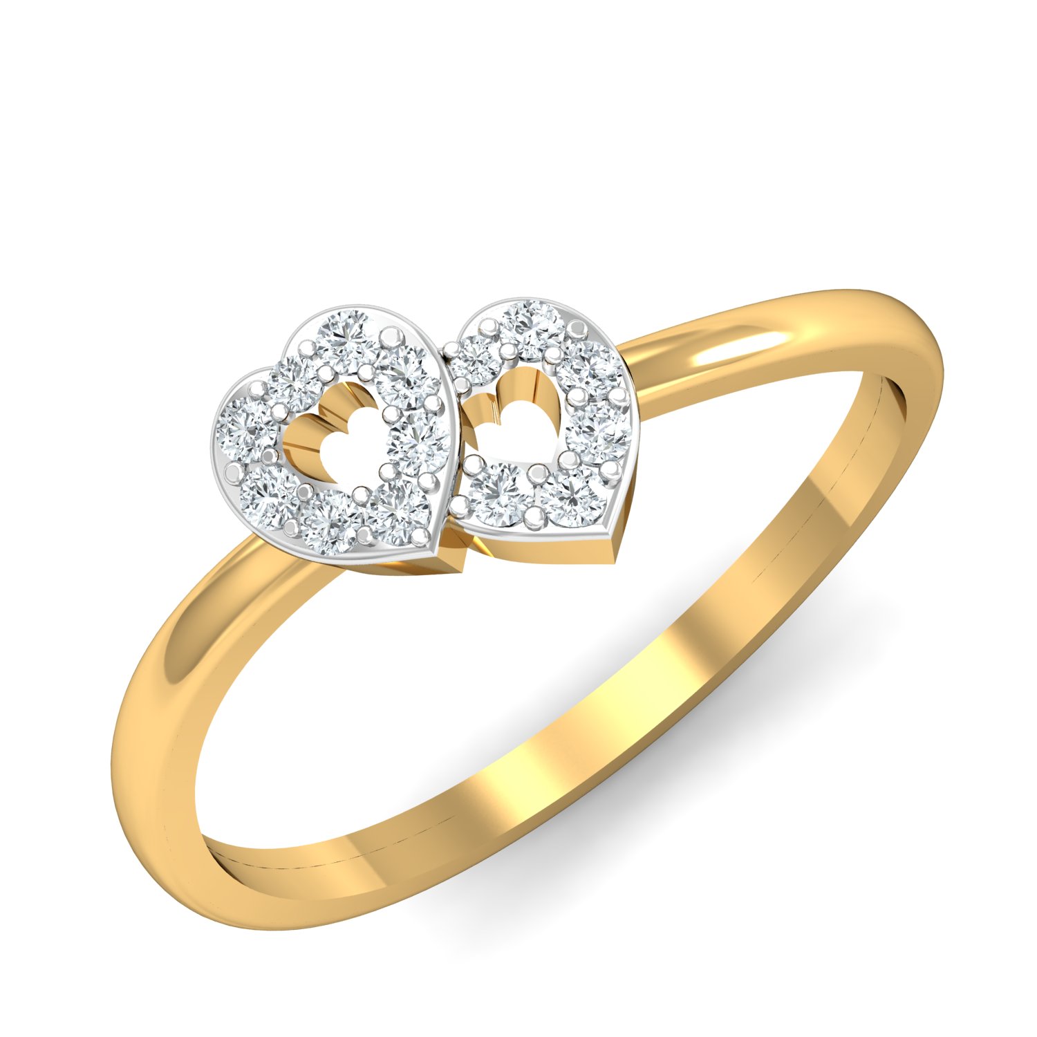 18K Gold Double Heart Ring