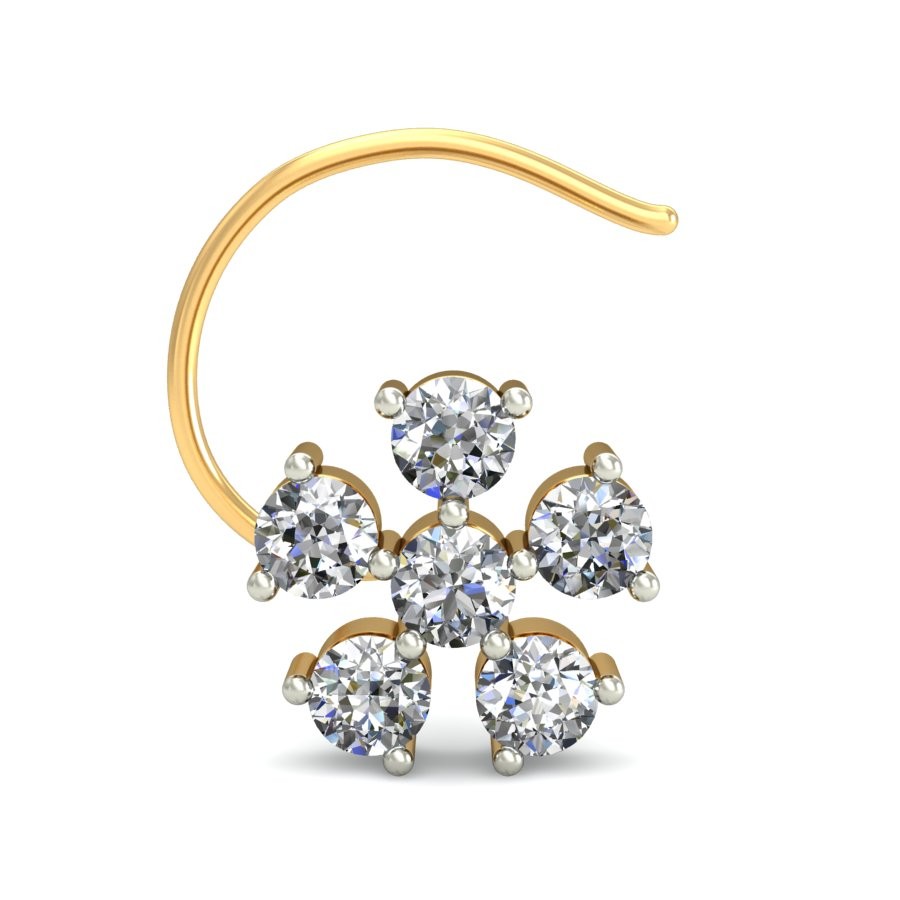 18K Gold Stylish Diamond Nosepin BNP015