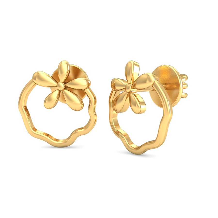 916 Gold Modern Earring BERP050 - Image 4