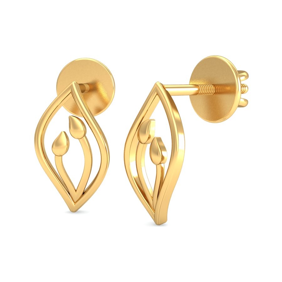 916 Gold Classic Earring BERP027 - Image 4