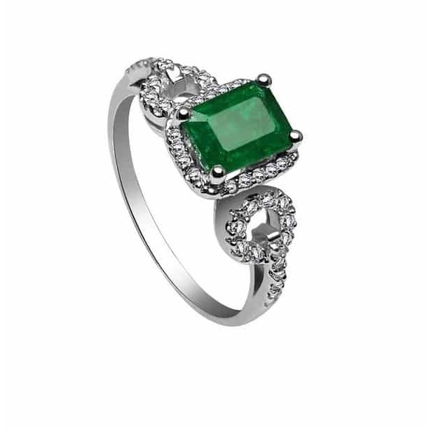 18K Emerald Ring Octagon 1.26 Cts