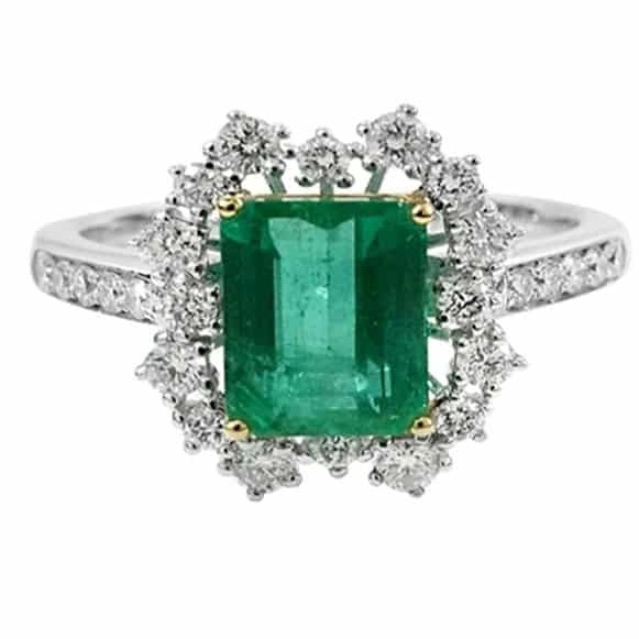 18K Emerald Ring Octagon 2.02 Cts