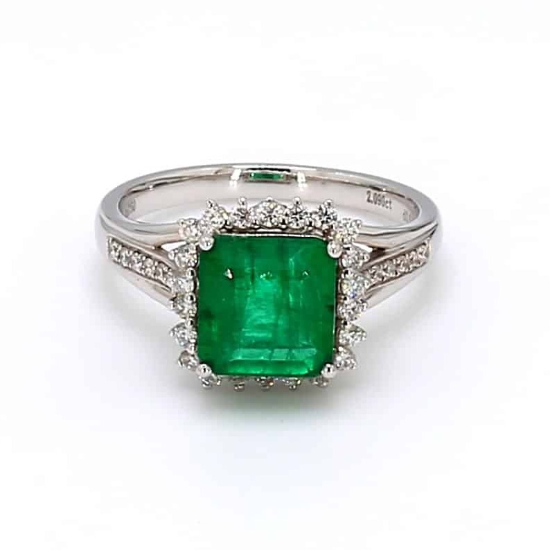 18K Emerald Ring Octagon 2.09 Cts