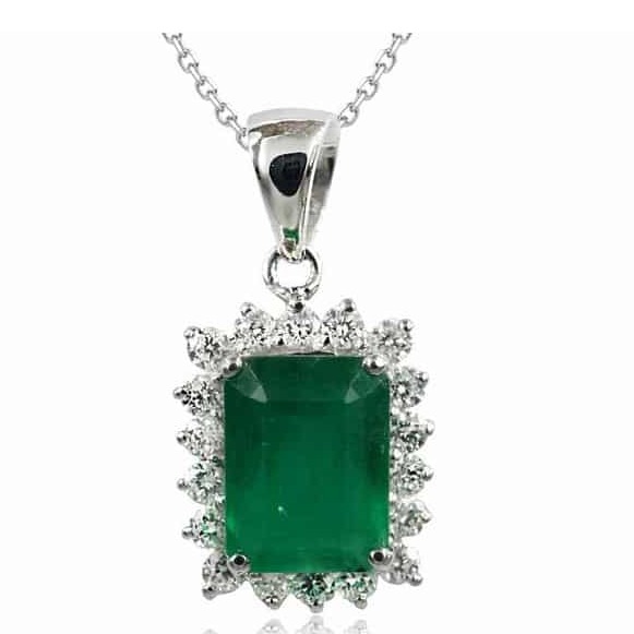 18K Emerald Pendant Octagon 1.48 Cts