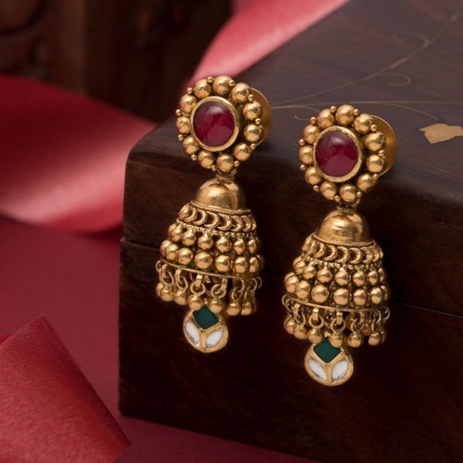 22k jadtar earring antique jewellery for women