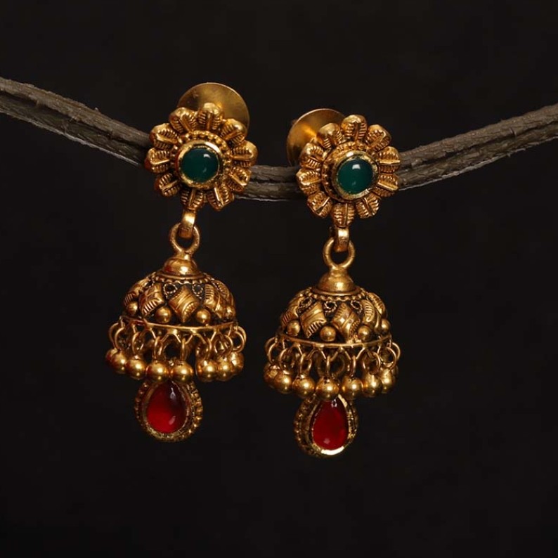 22k Jadtar earring Antique jewellery for women