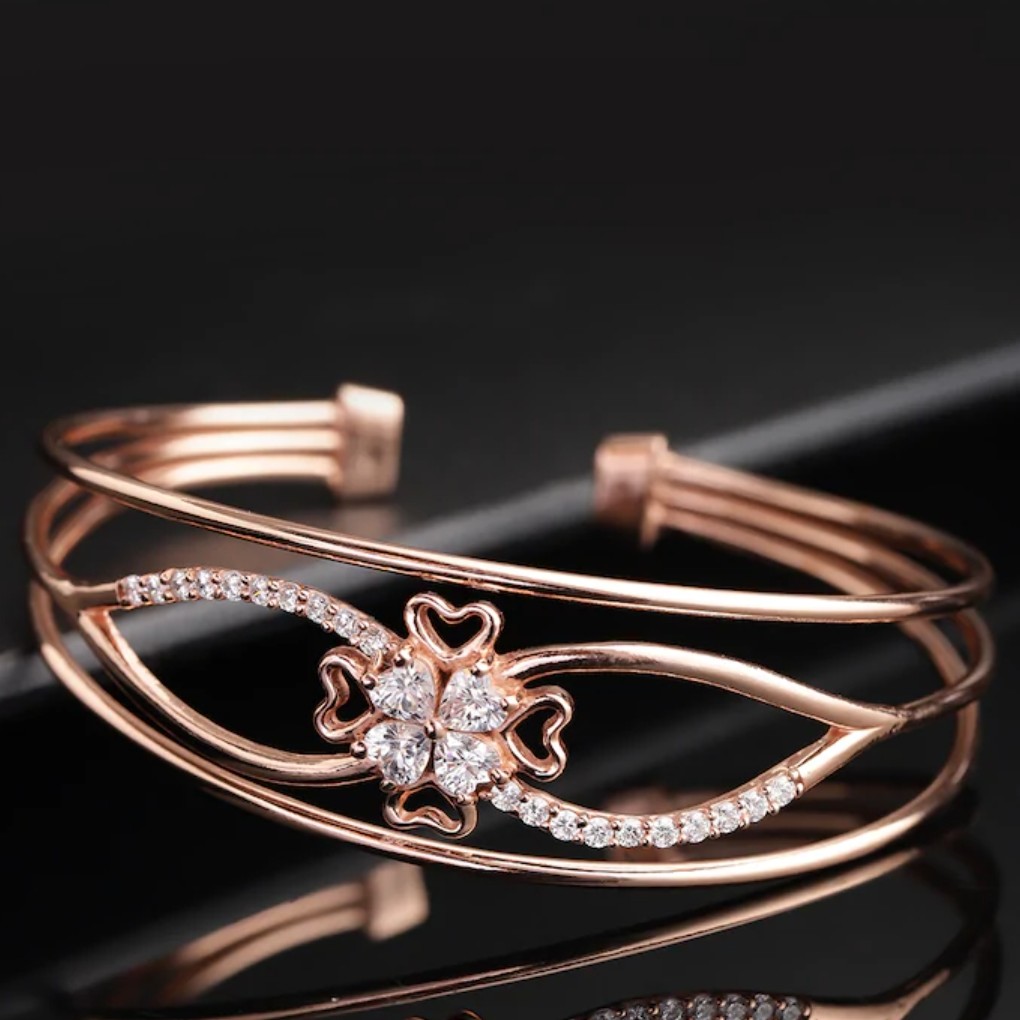 18k Dimond Rose Gold Bracelet For women