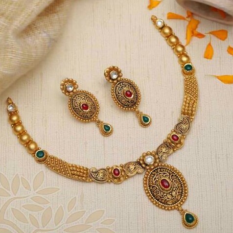 22kt gold jadtar set