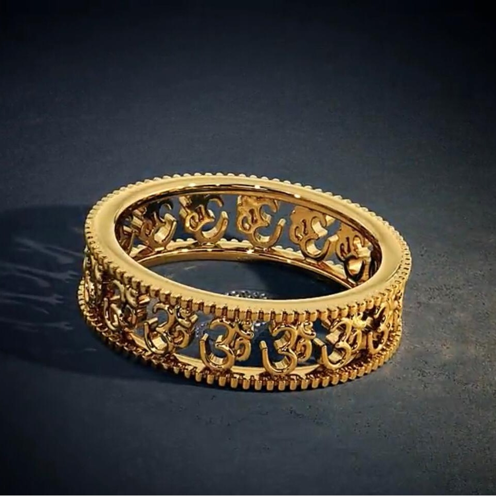 916 Gold Om Design Bangle Kada MK-B01
