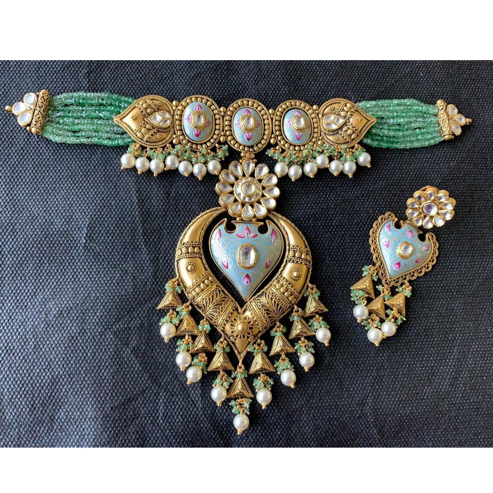 royal 916 gold antique Choker set from rajkot