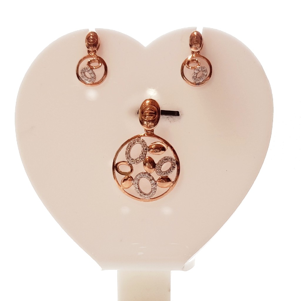 18 Ct Hallmark Rose Gold Fancy flowerPendelset
