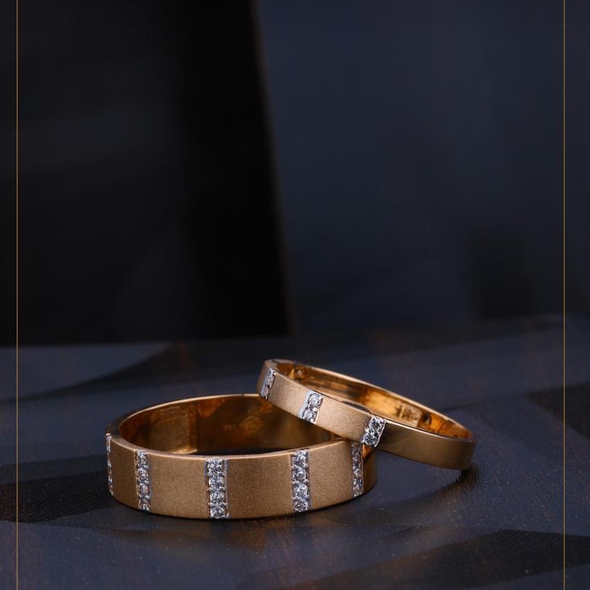 Fancy Rose Gold Design Couple Rings