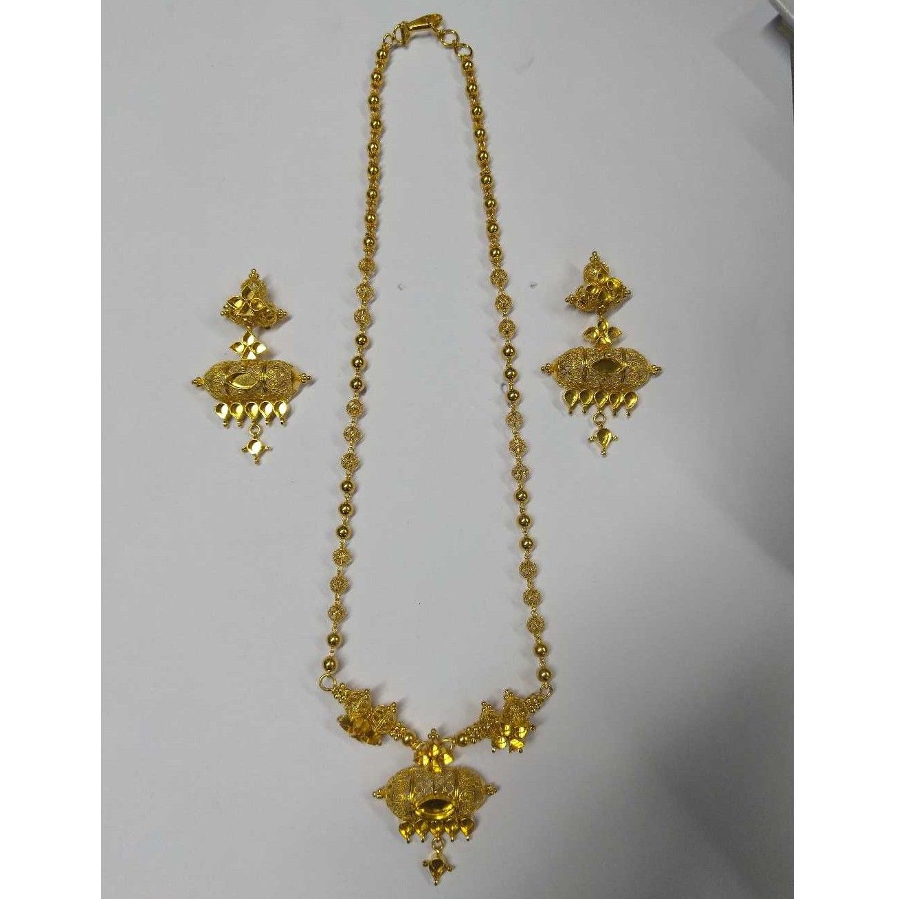916 Gold Fancy Antique Jadtar Dodi Pendant Set Akm-ps-182